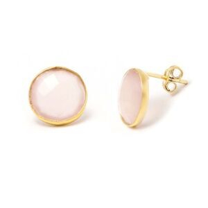 Peermont 18k Gold Plated Sterling Silver Bezel Pink Quartz Gemstone ER